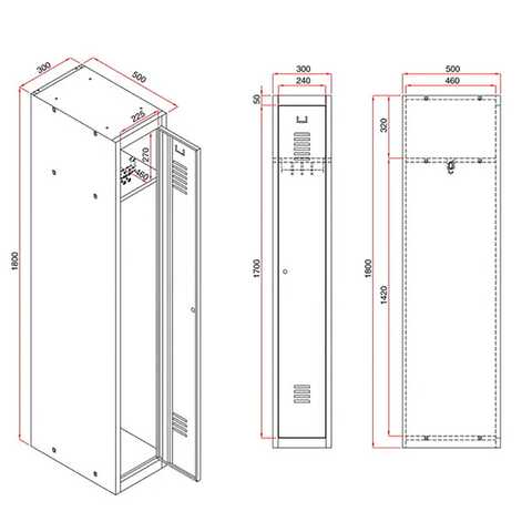Klädskåp Click 1-dörr x 2 modul Mörkgrå 1800x600x500mm